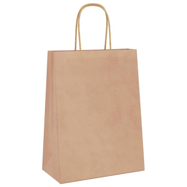 vidaXL Bolsas de papel con asas 50 uds marr&oacute;n 21x11x28 cm