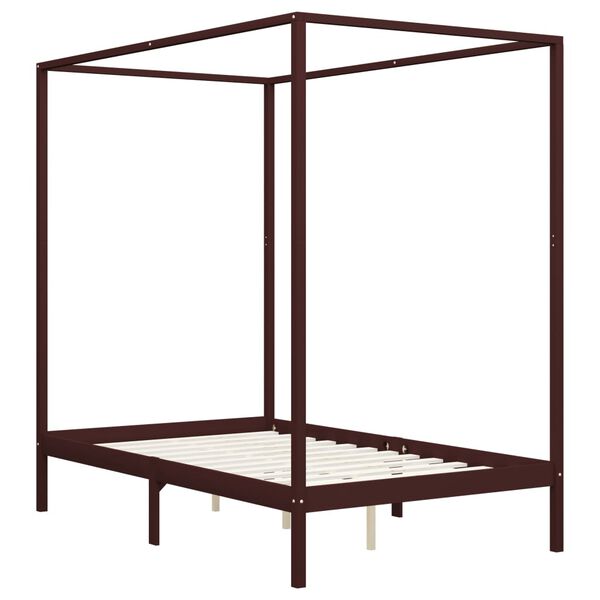 vidaXL Estructura de cama dosel 4 cajones pino marr&oacute;n oscuro 140x200cm