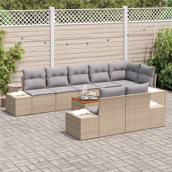 vidaXL Conjunto de sofá de jardín 9 pcs beige y gris claro