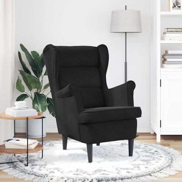 vidaXL Sill&oacute;n de terciopelo negro
