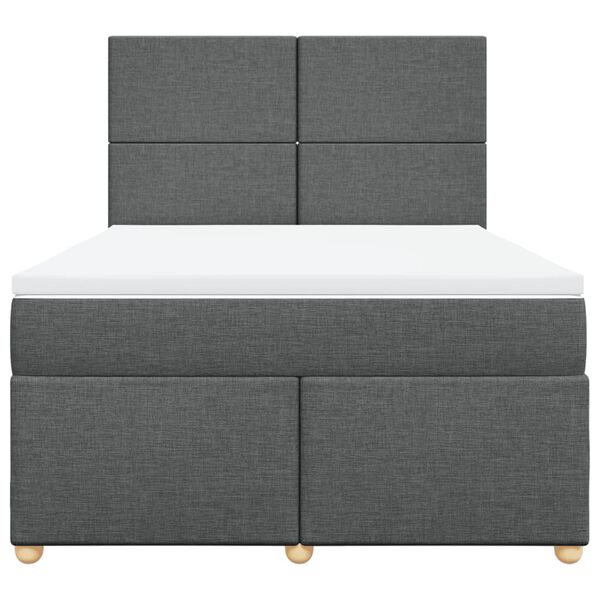 vidaXL Cama box spring con colch&oacute;n tela gris oscuro 140x190 cm