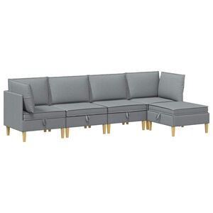vidaXL Juego de sof&aacute; modular con almacenamiento 5 uds. Gris Claro Tela