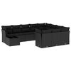 vidaXL Set de sof&aacute;s de jard&iacute;n 11 pzas y cojines rat&aacute;n sint&eacute;tico negro