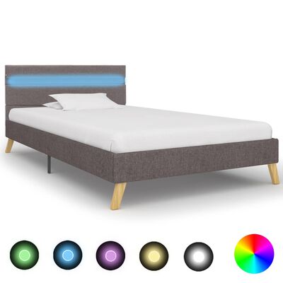 vidaXL Estructura de cama con LED tela gris claro 100x200 cm