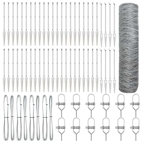 vidaXL Poste de Valla Plateado 100 x 0,6 m (malla de 36 mm) Acero