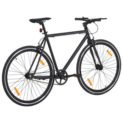 vidaXL Bicicleta de piñón fijo negro 700c 55 cm
