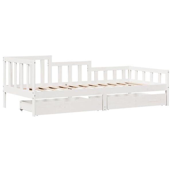 vidaXL Sofá cama con cajones madera maciza de pino 90x190 cm