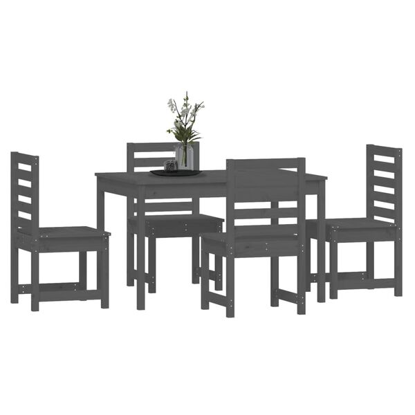 vidaXL Juego de comedor de jardín 5 piezas madera maciza pino gris