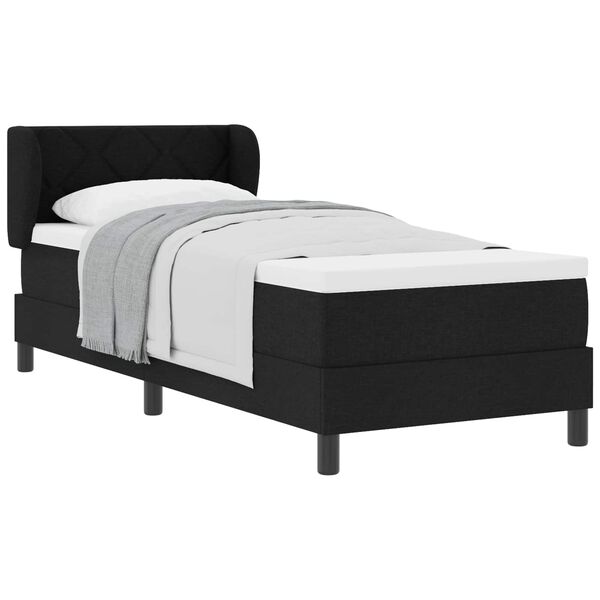 vidaXL Cama tipo Box Spring con colch&oacute;n Negro 80 x 200 cm tela