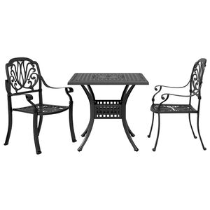 vidaXL Mesa y sillas de bistr&oacute; 3 piezas aluminio fundido negro