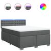 vidaXL Cama box spring con colch&oacute;n tela gris oscuro 140x190 cm