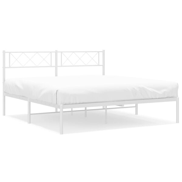 vidaXL Estructura cama sin colch&oacute;n con cabecero metal blanco 120x190cm