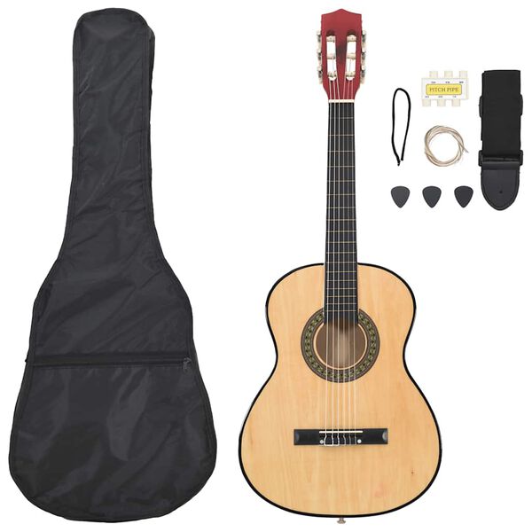 vidaXL Set de guitarra clásica para principiantes 8 pzas 3/4 36"