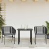 vidaXL Set comedor jardín 3 pzas cojines ratán sintético vidrio negro