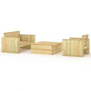 vidaXL Set de muebles de jard&iacute;n 3 pzas madera maciza pino impregnada