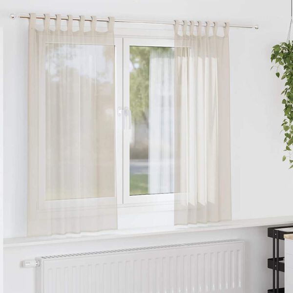 vidaXL Cortinas de gasa con trabillas 2 uds. crema