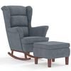 vidaXL Mecedora orejera de terciopelo gris oscuro y madera maciza
