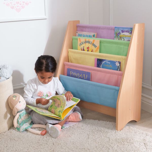 KidKraft Librer&iacute;a infantil de tela pastel natural 60,96x29,85x71,12 cm