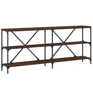 vidaXL Mesa consola hierro madera ingenier&iacute;a roble marr&oacute;n 180x30x75 cm