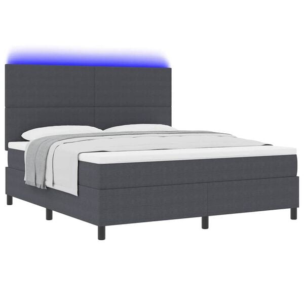 vidaXL Cama Box Spring LED Gris Oscuro y 180 x 200 cm Tela de Pana