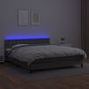 vidaXL Cama box spring colch&oacute;n y LED cuero sint&eacute;tico gris 180x200 cm