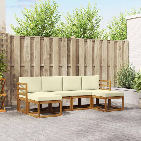 vidaXL Conjunto de sof&aacute;s de exterior con coj&iacute;n 6 pcs Natural y Crema