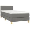 vidaXL Cama box spring con colch&oacute;n tela gris oscuro 100x200 cm