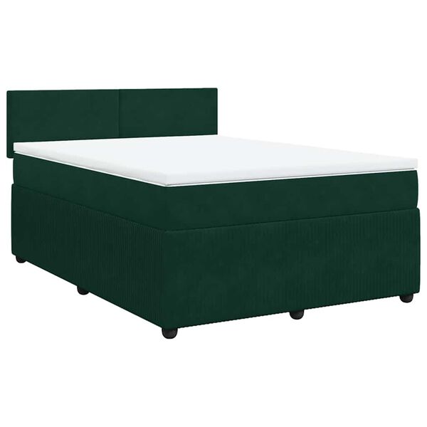 vidaXL Cama box spring con colch&oacute;n terciopelo verde oscuro 140x190 cm