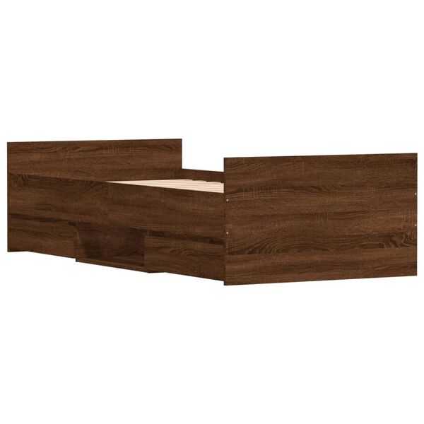 vidaXL Estructura de cama con cabecero piecero roble marr&oacute;n 100x200 cm