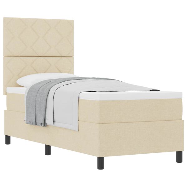vidaXL Cama tipo Box Spring con colch&oacute;n Crema 80 x 200 cm tela