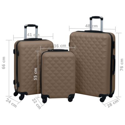 vidaXL Juego de maletas rígidas con ruedas 3 piezas ABS marrón