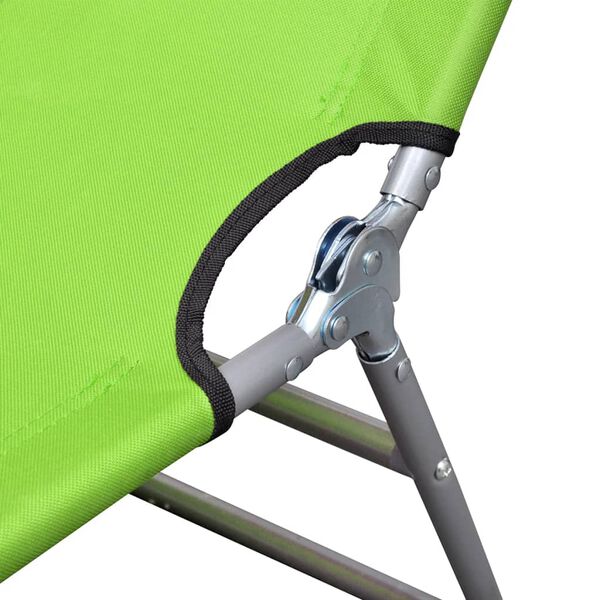 vidaXL Tumbona plegable de acero con recubrimiento polvo verde manzana