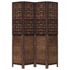 vidaXL Biombo separador de 4 paneles madera paulownia marrón oscuro