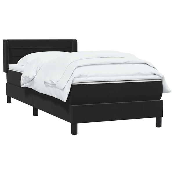 vidaXL Cama box spring con colch&oacute;n cuero sint&eacute;tico negro 90x210 cm