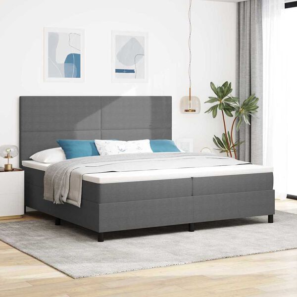 vidaXL Cama tipo Box Spring Gris claro y blanco. 203 x 200 x 128 cm