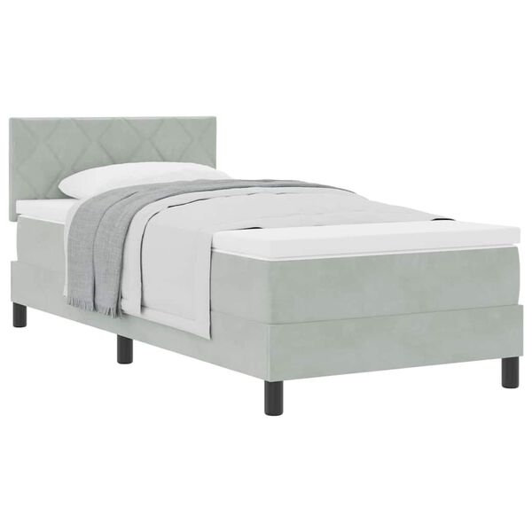 vidaXL Cama con Somier y Colchón Gris Claro 90 x 190 cm tela