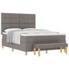 vidaXL Cama tipo Box Spring con cabecera Taup&eacute; 140 x 200 cm tela
