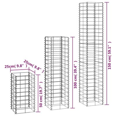 vidaXL Cestas de muro de gaviones alambre galvanizado 6 unidades