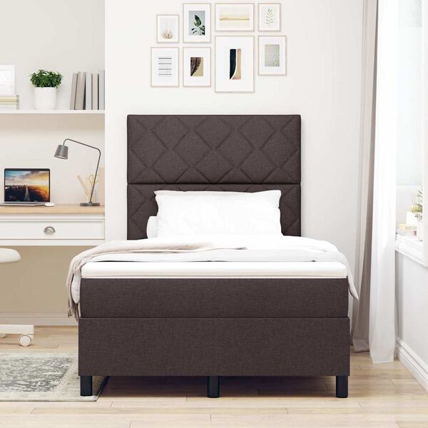 vidaXL Cama tipo Box Spring Marr&oacute;n Oscuro 120 x 190 cm tela