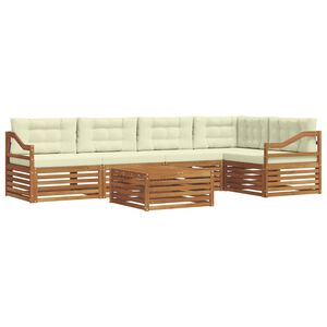 vidaXL Conjunto de sof&aacute;s de exterior con coj&iacute;n 6 pcs Natural y Crema