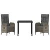 vidaXL Conjunto de Comedor de Jardín 3 pcs Gris ratán sintético