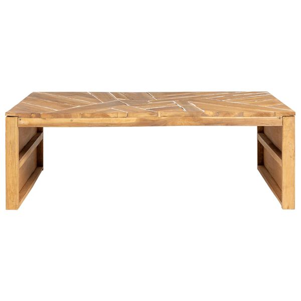 vidaXL Mesa de centro madera maciza de teca erosionada 110x35x38 cm