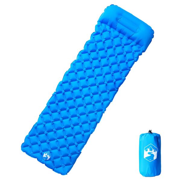 vidaXL Colch&oacute;n de camping inflable con almohada 1 persona azul