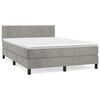 vidaXL Cama box spring con colch&oacute;n terciopelo gris claro 140x190 cm