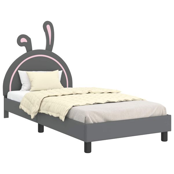 vidaXL Cama para ni&ntilde;os con cabecero Gris Claro 80 x 200 cm PU
