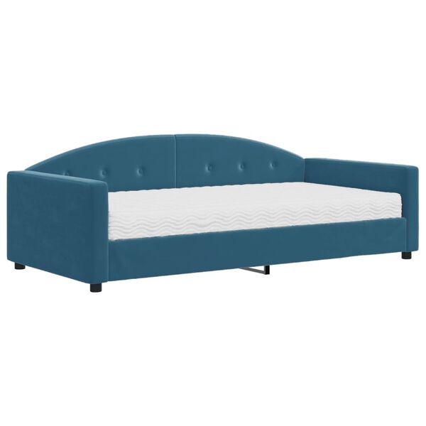 vidaXL Sof&aacute; cama con colch&oacute;n terciopelo azul 100x200 cm