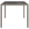vidaXL Mesa jardín vidrio templado ratán sintético 150x90x75 cm gris