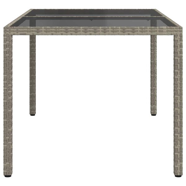 vidaXL Mesa jardín vidrio templado ratán sintético 150x90x75 cm gris