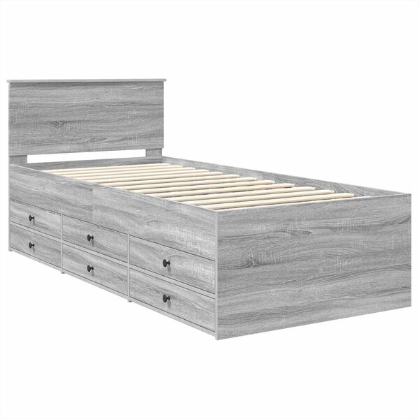 vidaXL Sof&aacute; cama Sonoma Gris y Negro 100 x 200 cm Madera de ingenier&iacute;a