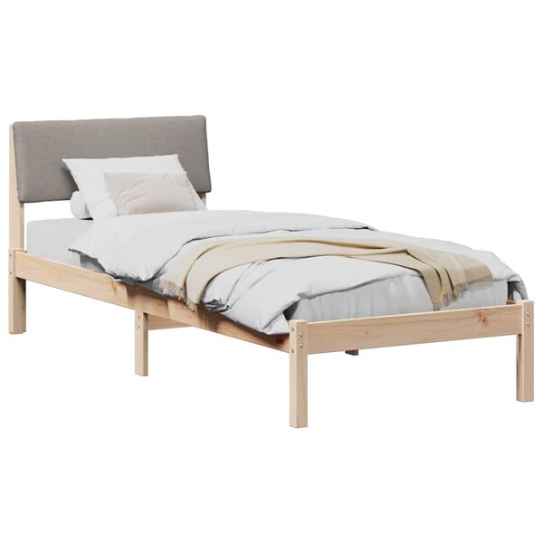 vidaXL Estructura de cama con cabecera Marr&oacute;n y taupe 75 x 190 cm